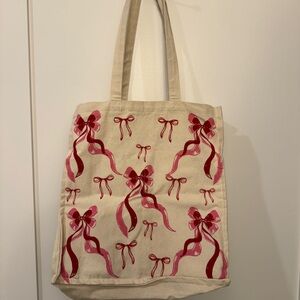 Pink Bow Coquette Canvas Tote